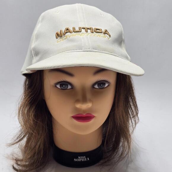 Vintage Nautica Competition Beige Corduroy Hat L/XL Embroidered  Made Philippine - Picture 1 of 6